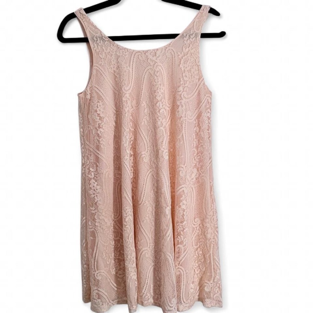 Paisley Lace Mini Shift Dress Pink Sleeveless Soprano Size S Romantic Coquette